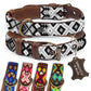 Hundehalsband Leder - braunes Rindsleder Tribal Grün/Braun/Beiges