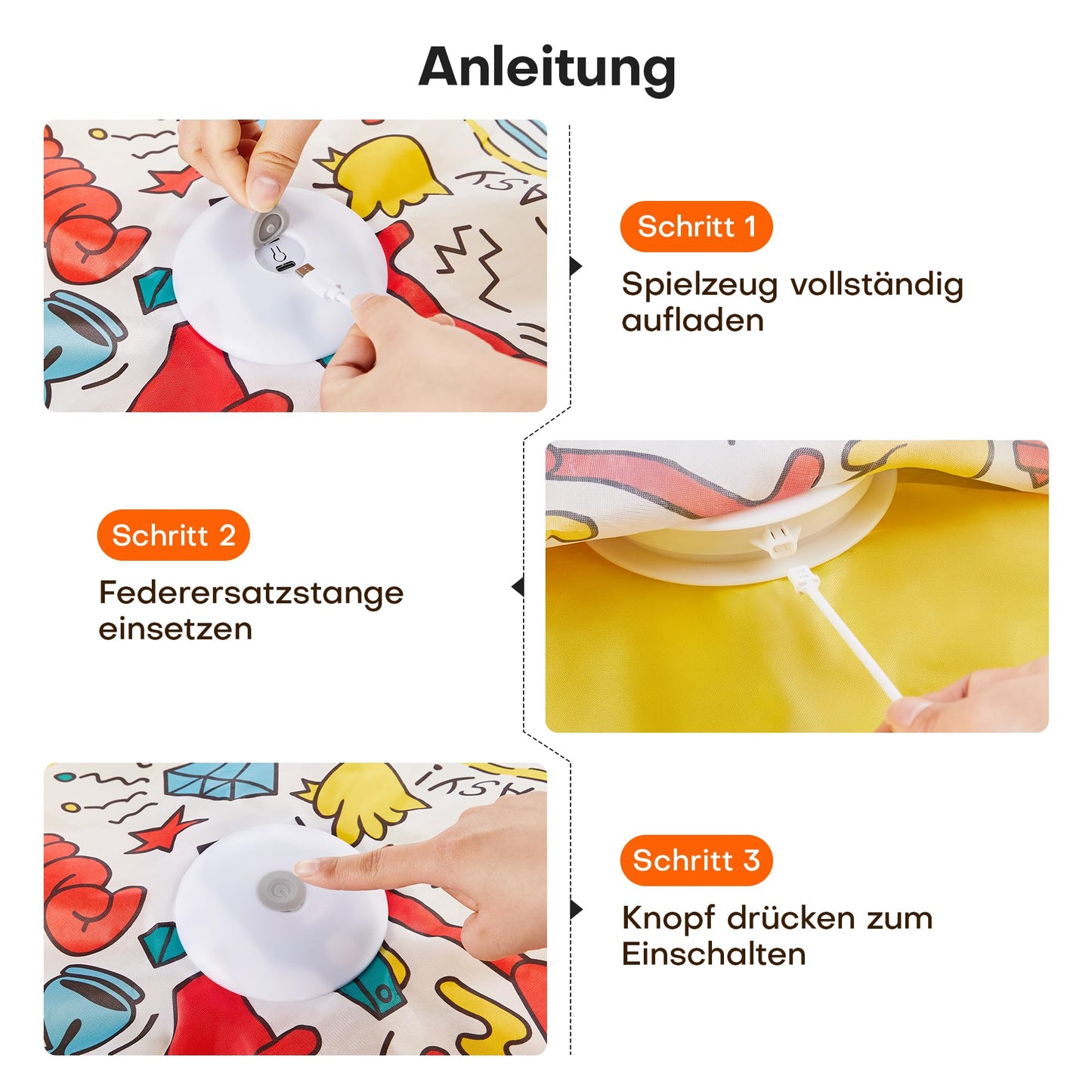 Potaroma Interaktives Katzenspielzeug mit Federautomatik - deales Bewegungsspielzeug für aktive Wohnungskatzen