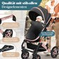 Kesser® Loops 3-in-1 Combination Pram, Complete Set Including Baby Tub & Buggy Sports Seat & Baby Car Seat, Full Rubber Tyres