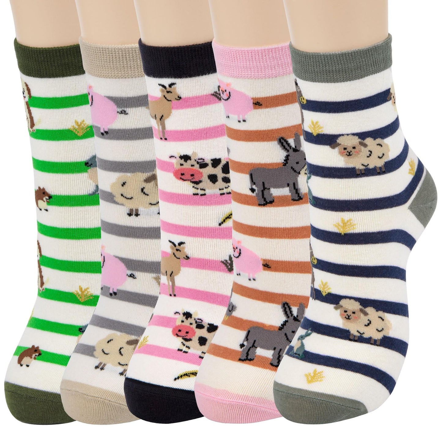 Chalier Cozy 5 Paar Damen Socken Hunde Katzen Motiven, Baumwolle