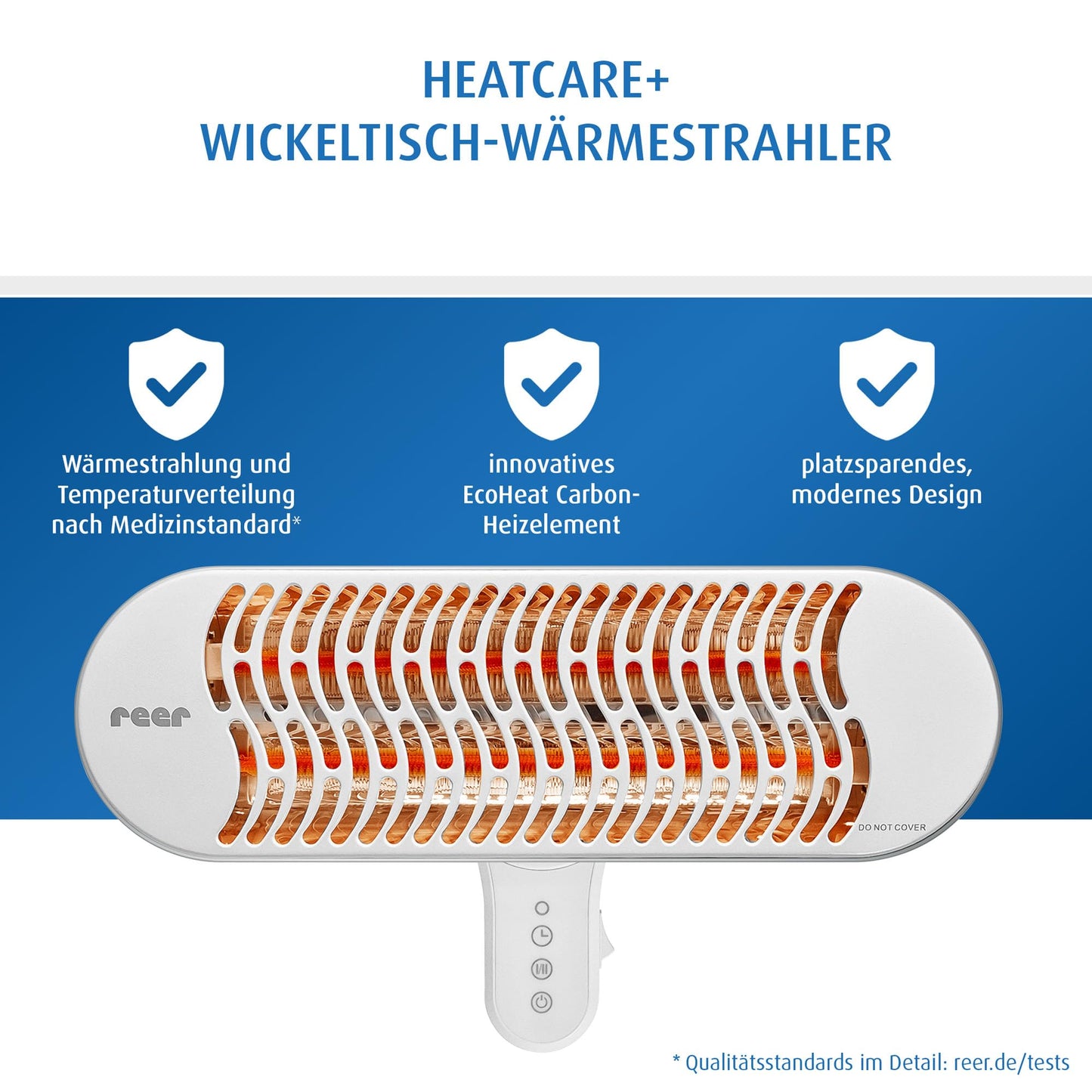 Heizstrahler - Heater for Wall Mounting, 2 Heat Settings, Timer, Medical Standard Tested