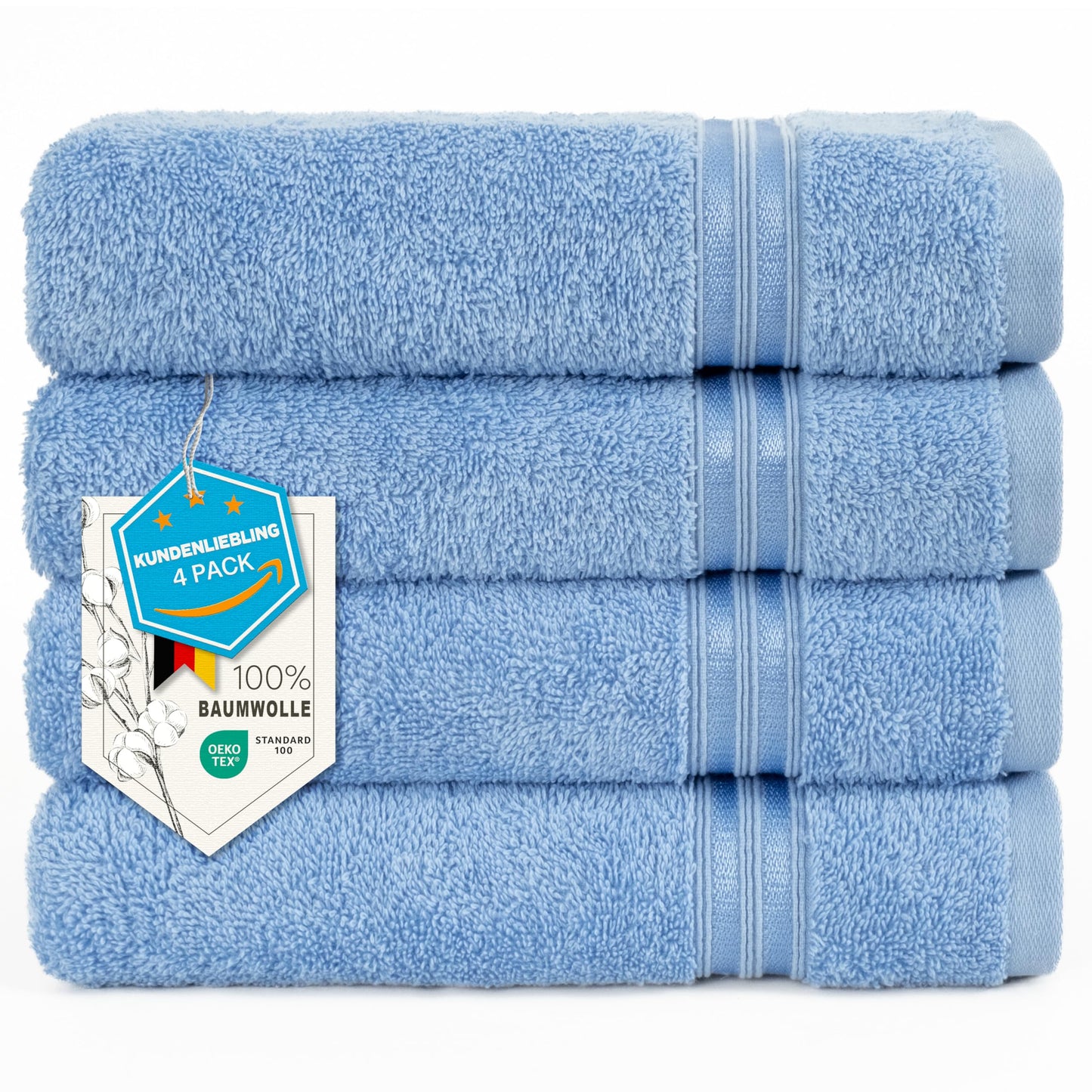 6-Piece Hand Towel Set, 100% Cotton, Soft, Absorbent, Quality Hand Towels Set, 2 Bath Towels 70 x 140 cm, 4 Hand Towels 50 x 100 cm, White