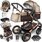 3-in-1 XXL Complete Pram Set incl. Baby Carrycot, Buggy, Sports Seat & Car Seat