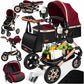 Kesser® Loops 3-in-1 Combination Pram, Complete Set Including Baby Tub & Buggy Sports Seat & Baby Car Seat, Full Rubber Tyres