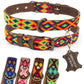 Hundehalsband Leder - braunes Rindsleder Tribal Grün/Braun/Beiges
