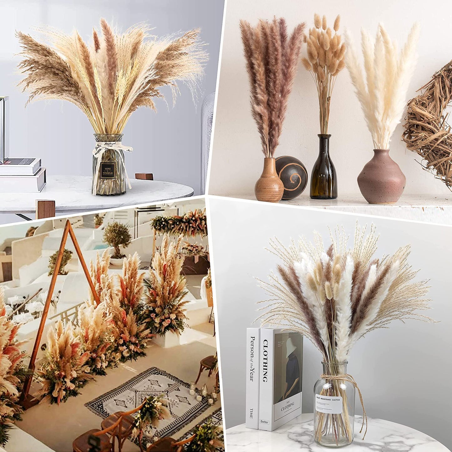 Pampasgras Getrocknet - Natürliche, Braun, Trockenblumen Strauß Dried Flowers, für Heim Decor