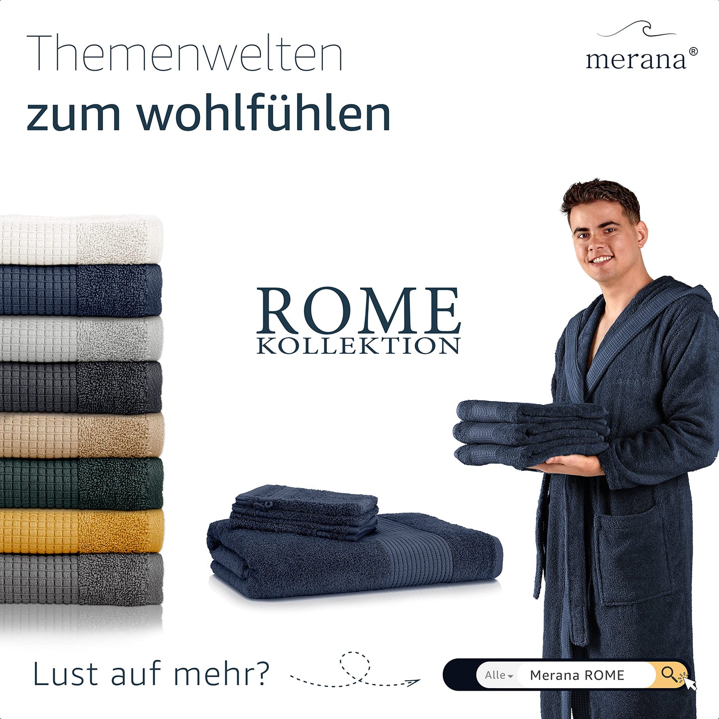Merana Rome Handtuch Set | saugstark, weich und fusselfrei | Frottier Luxus Qualität | 100% Baumwolle | Oeko-TEX | 4 x Gästetücher (30x50cm))