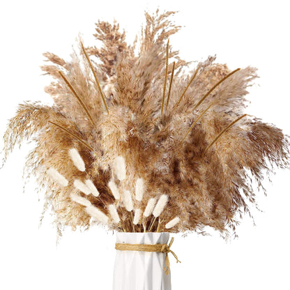 Pampasgras Getrocknet - Natürliche, Braun, Trockenblumen Strauß Dried Flowers, für Heim Decor