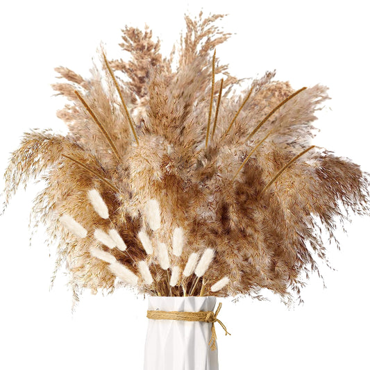 Pampasgras Getrocknet - Natürliche, Braun, Trockenblumen Strauß Dried Flowers, für Heim Decor