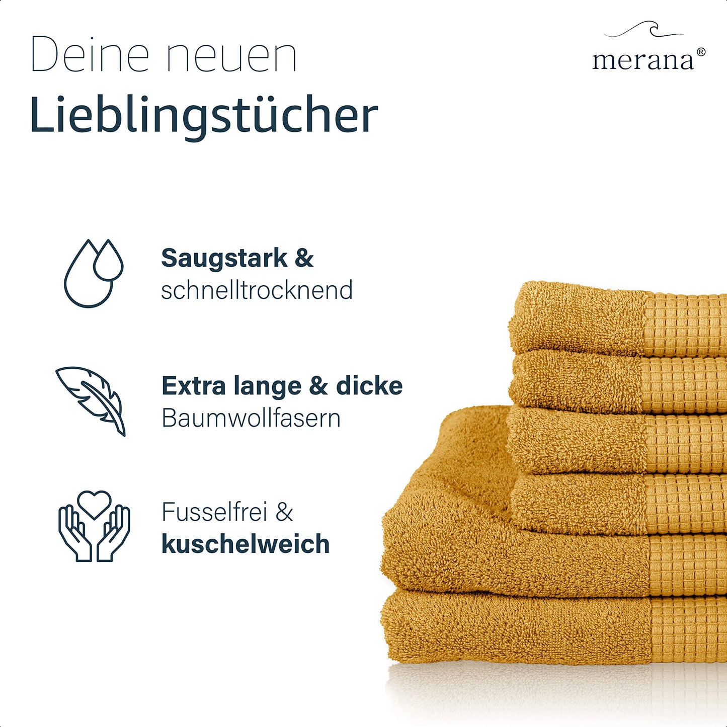 Merana Rome Handtuch Set | saugstark, weich und fusselfrei | Frottier Luxus Qualität | 100% Baumwolle | Oeko-TEX | 4 x Gästetücher (30x50cm))