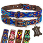 Hundehalsband Leder - braunes Rindsleder Tribal Grün/Braun/Beiges