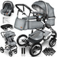 3-in-1 XXL Complete Pram Set incl. Baby Carrycot, Buggy, Sports Seat & Car Seat