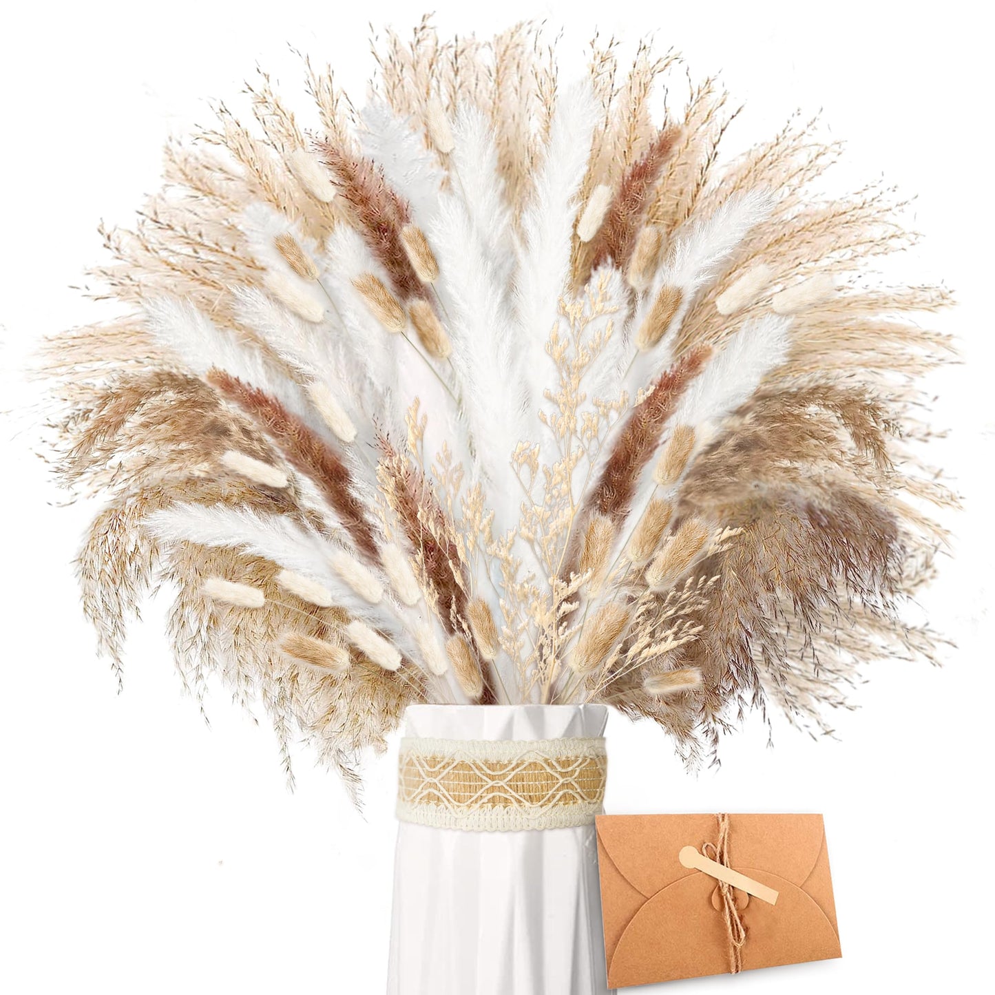 Pampasgras Getrocknet - Natürliche, Braun, Trockenblumen Strauß Dried Flowers, für Heim Decor