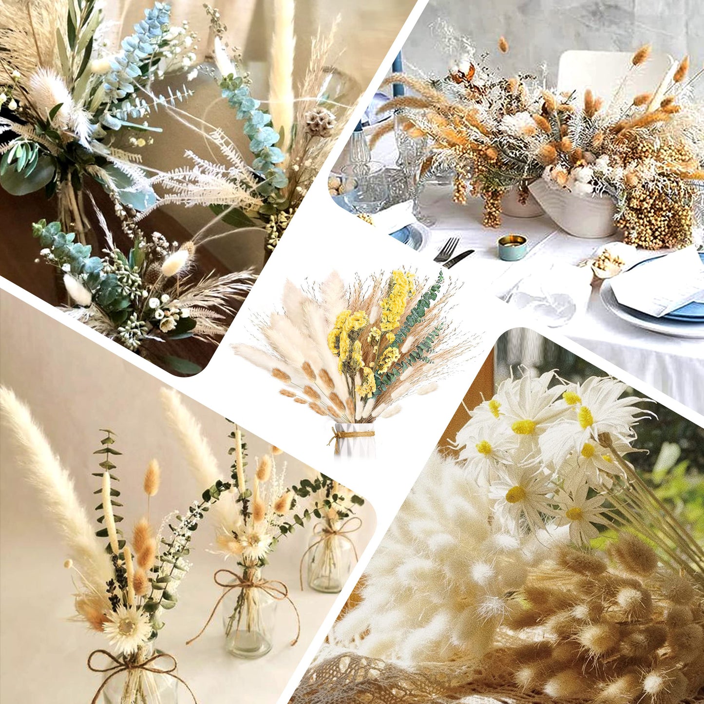 Pampasgras Getrocknet - Natürliche, Braun, Trockenblumen Strauß Dried Flowers, für Heim Decor