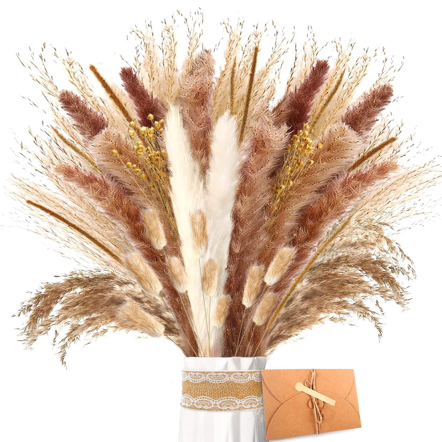 Pampasgras Getrocknet - Natürliche, Braun, Trockenblumen Strauß Dried Flowers, für Heim Decor