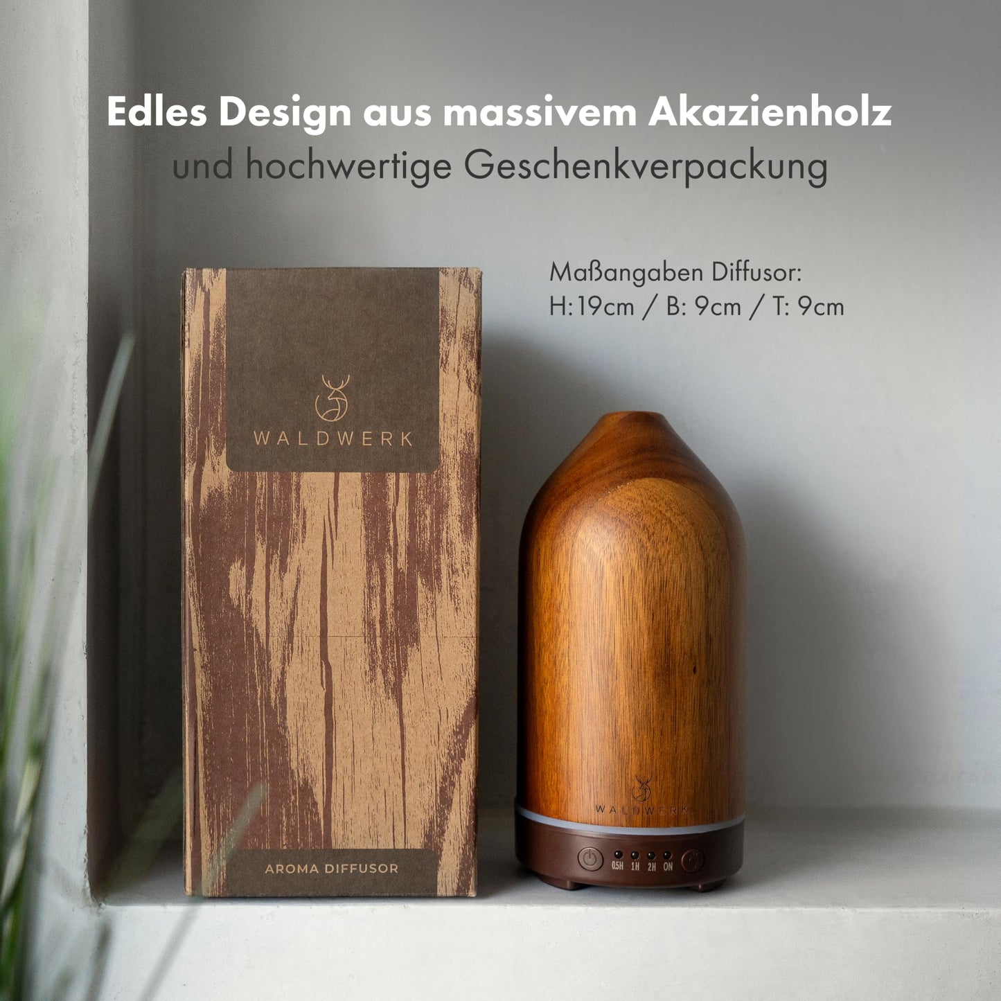 Diffuser (100ml) Aus Edlem Akazienholz - Aroma für Ein Angenehmes Raumklima - für Ätherische Öle - Duftöl - Duftlampe für Aromatherapie