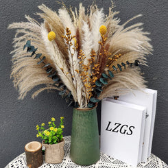 Dried Pampas Grass 60 Pieces Natural Dried Flowers Decoration, Bouquet Reed Flower Decoration for Living Room Bedroom