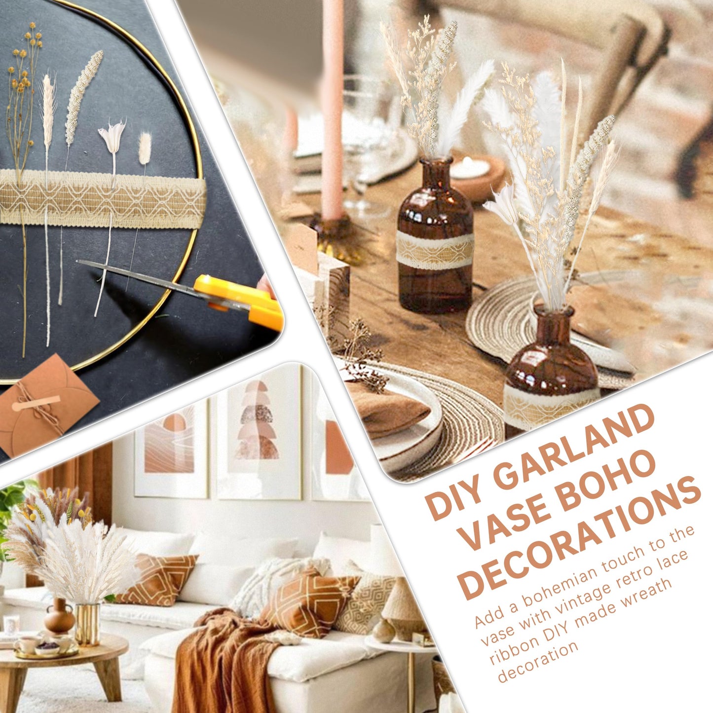 Pampasgras Getrocknet - Natürliche, Braun, Trockenblumen Strauß Dried Flowers, für Heim Decor