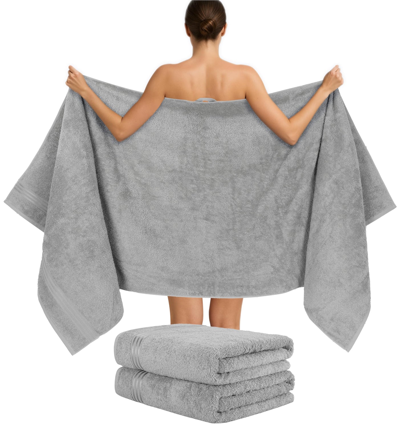 6-Piece Hand Towel Set, 100% Cotton, Soft, Absorbent, Quality Hand Towels Set, 2 Bath Towels 70 x 140 cm, 4 Hand Towels 50 x 100 cm, White