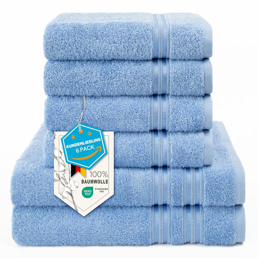 6-Piece Hand Towel Set, 100% Cotton, Soft, Absorbent, Quality Hand Towels Set, 2 Bath Towels 70 x 140 cm, 4 Hand Towels 50 x 100 cm, White