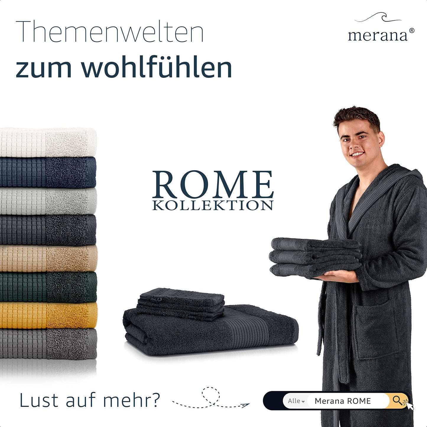 Merana Rome Handtuch Set | saugstark, weich und fusselfrei | Frottier Luxus Qualität | 100% Baumwolle | Oeko-TEX | 4 x Gästetücher (30x50cm))