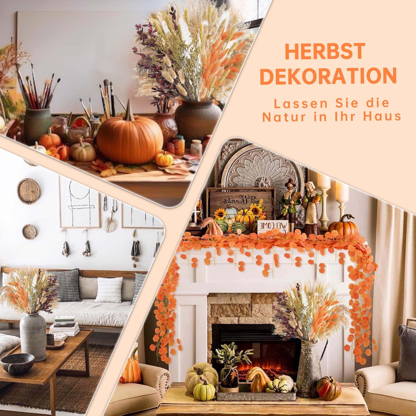 Pampasgras Getrocknet - Natürliche, Braun, Trockenblumen Strauß Dried Flowers, für Heim Decor