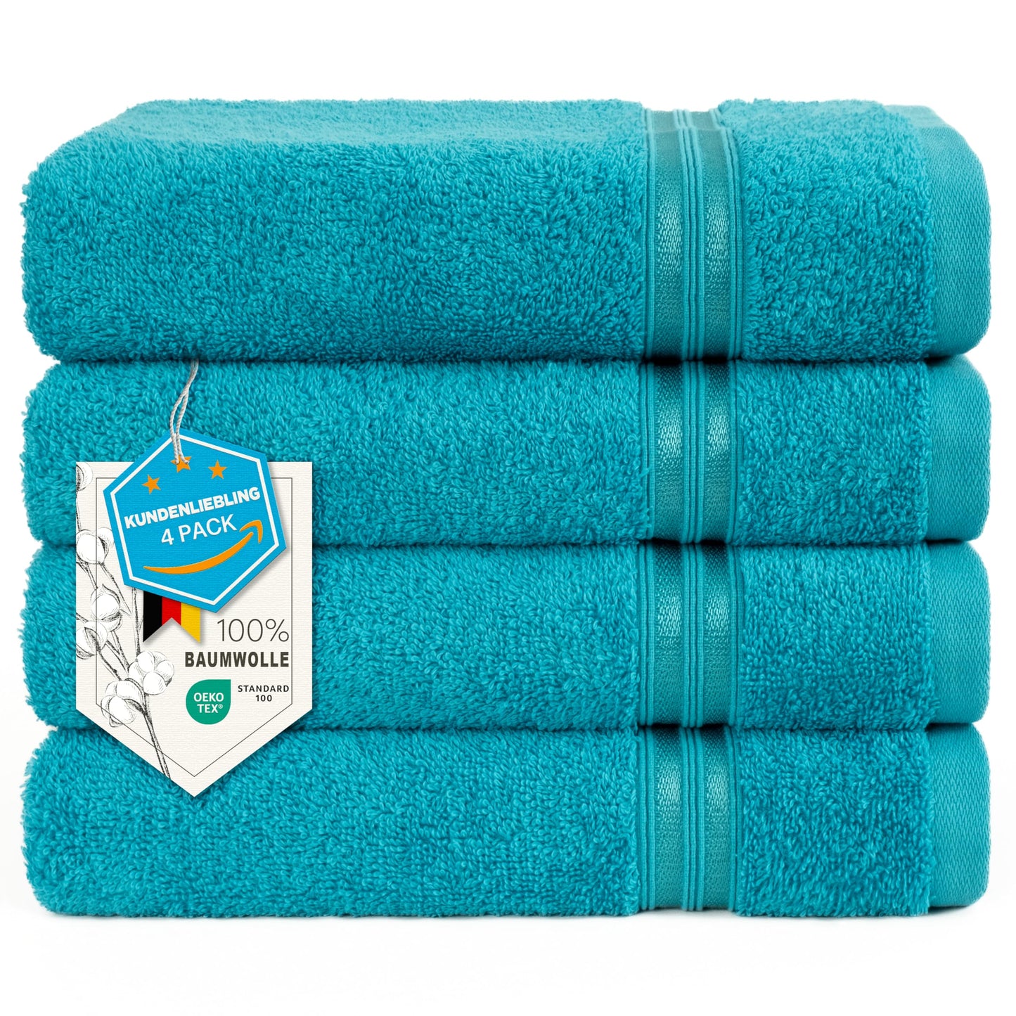 6-Piece Hand Towel Set, 100% Cotton, Soft, Absorbent, Quality Hand Towels Set, 2 Bath Towels 70 x 140 cm, 4 Hand Towels 50 x 100 cm, White