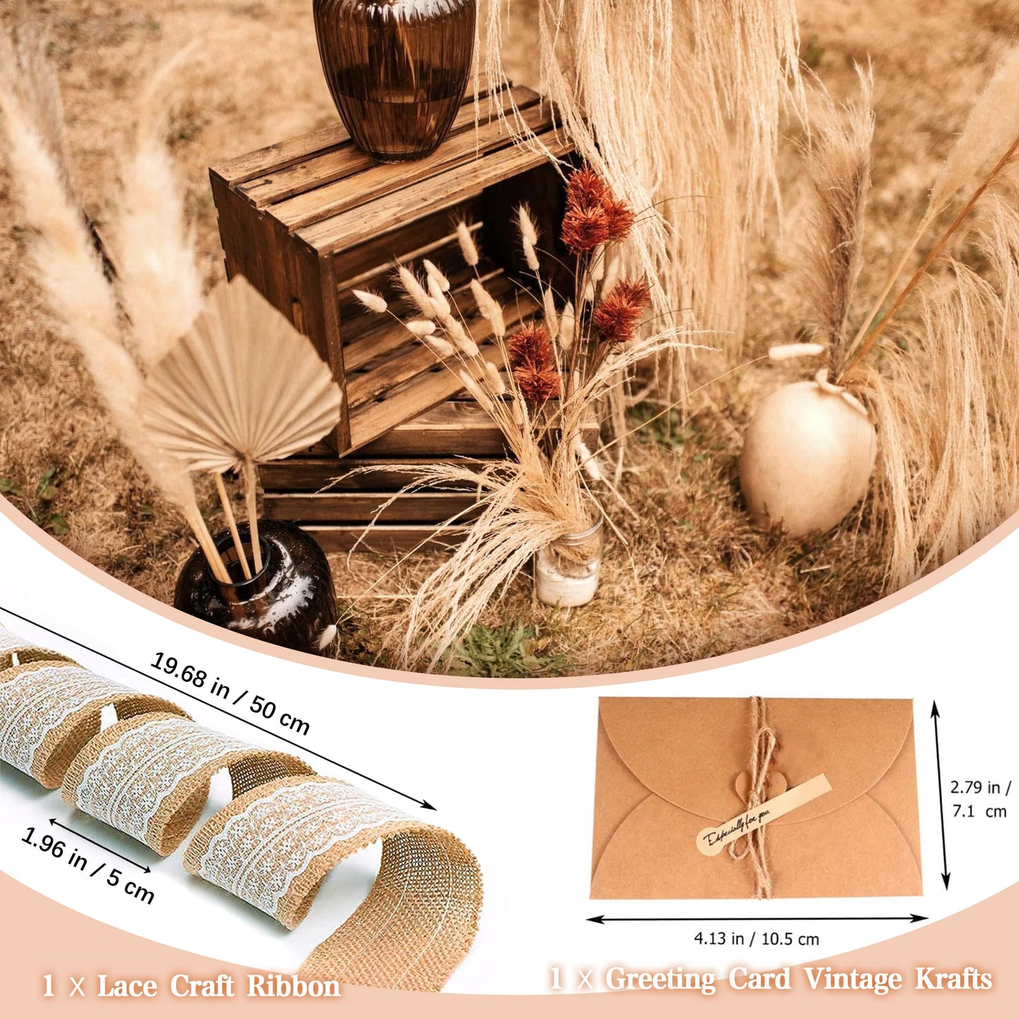 Pampasgras Getrocknet - Natürliche, Braun, Trockenblumen Strauß Dried Flowers, für Heim Decor