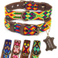 Hundehalsband Leder - braunes Rindsleder Tribal Grün/Braun/Beiges