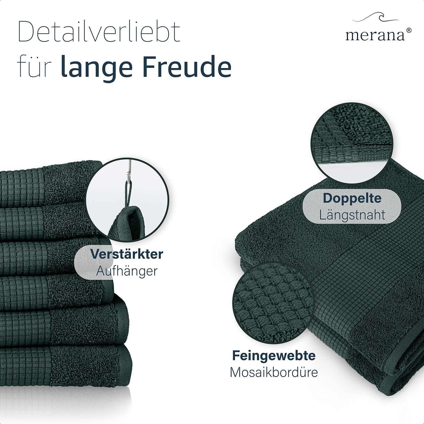 Merana Rome Handtuch Set | saugstark, weich und fusselfrei | Frottier Luxus Qualität | 100% Baumwolle | Oeko-TEX | 4 x Gästetücher (30x50cm))